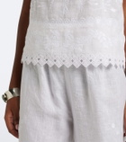 Eres Corail embroidered linen top