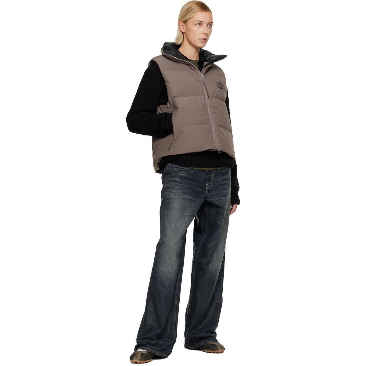 Canada Goose Brown 'Tonal Label' Grandview Cropped Down Vest