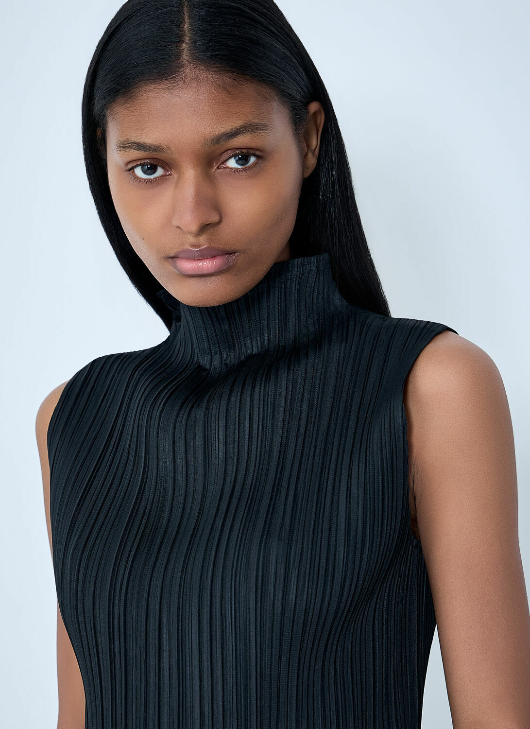 Pleats Please Issey Miyake Pleated High-Neck Sleeveless Top