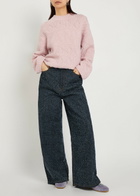 Ganni Textured Wool-blend Jumper Light Pink