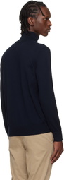 BOSS Navy Zip-Neck Cotton & Cashmere Sweater