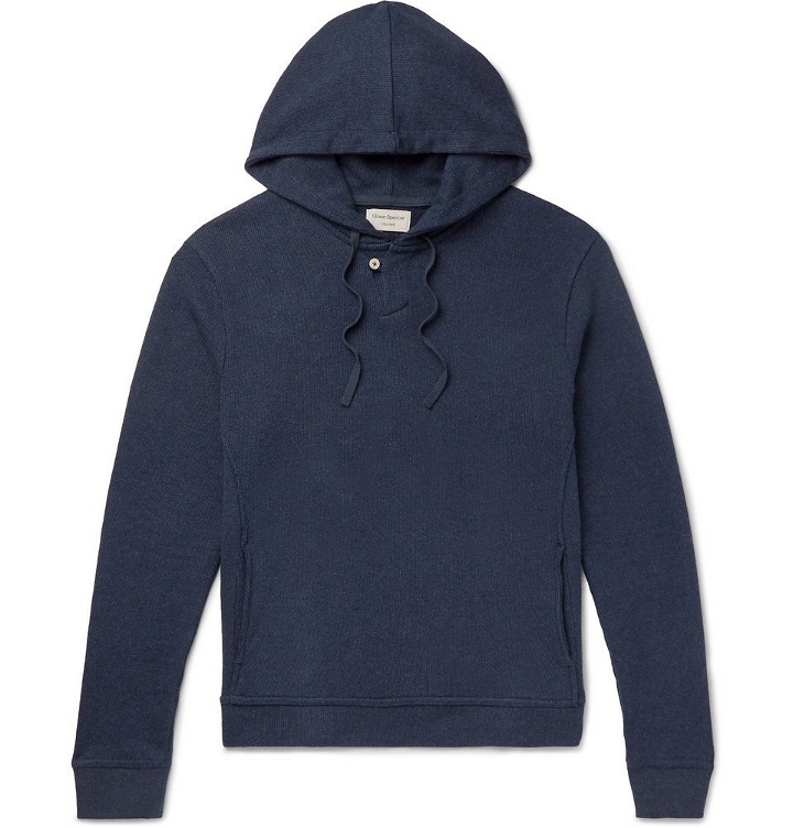 Photo: Oliver Spencer Loungewear - Ribbed Cotton-Jersey Hoodie - Navy