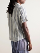 Corridor - Tallis Camp-Collar Striped Cotton-Gauze Shirt - Gray