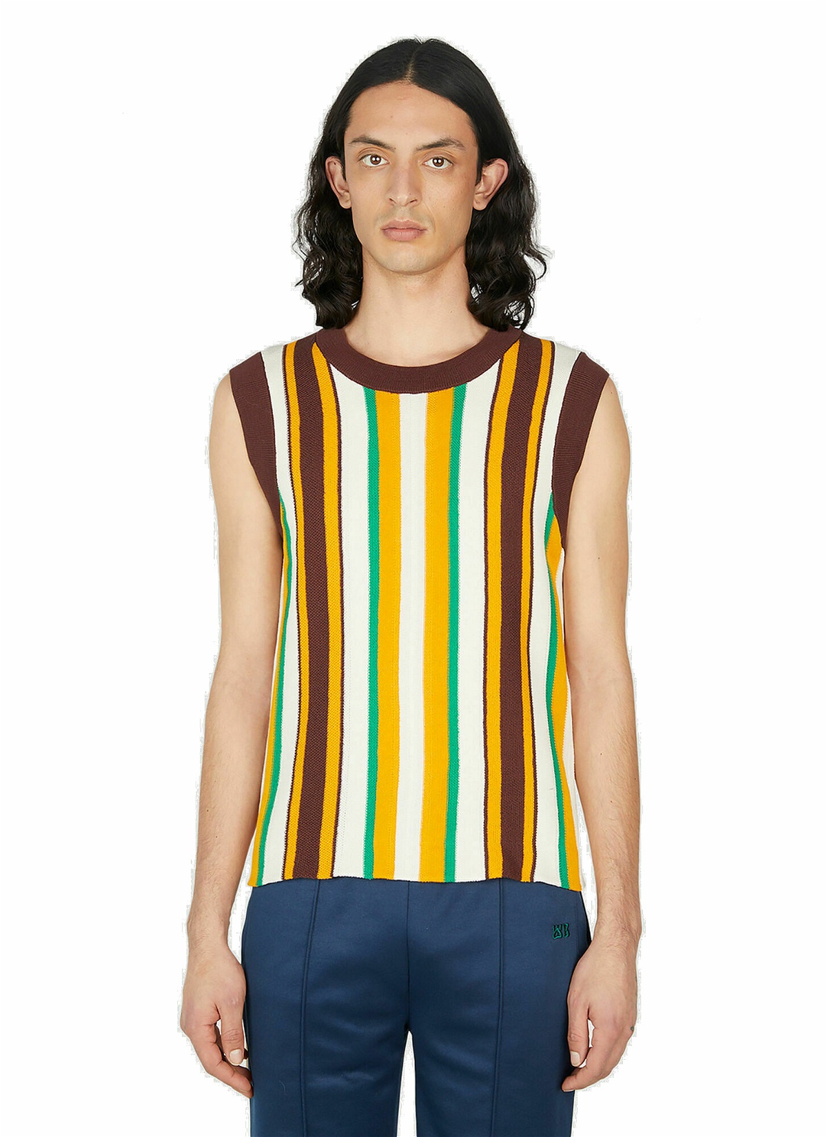 Photo: Wales Bonner - Scale Striped Vest in Brown