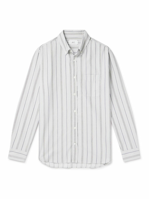 Photo: Mr P. - Button-Down Collar Striped Cotton and Wool-Blend Shirt - Gray