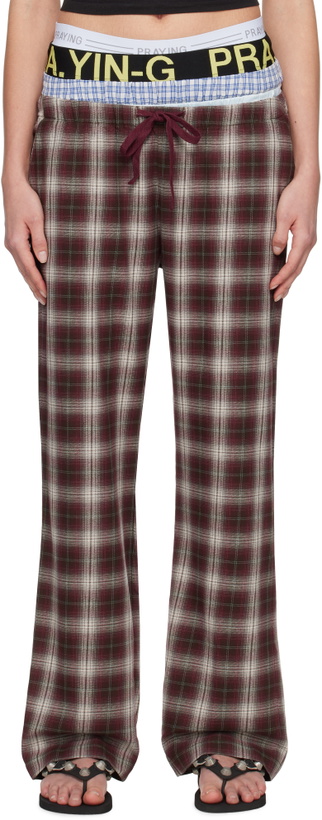 Photo: Praying Red & White Underwear Plaid Lounge Pants