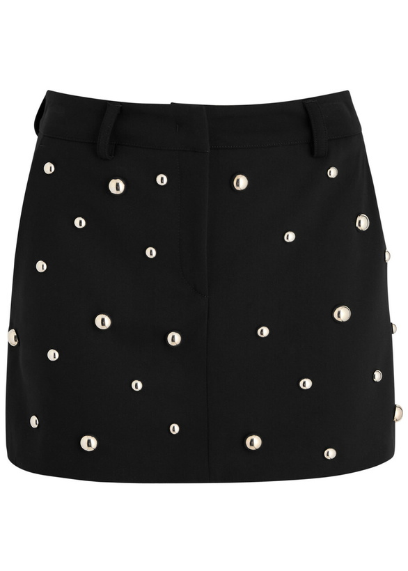 Photo: Giuseppe DI Morabito Stud-embellished Twill Mini Skirt Black