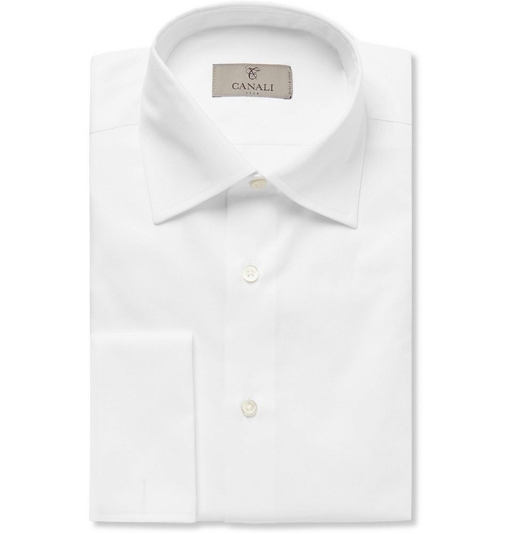 Photo: Canali - White Slim-Fit Double-Cuff Cotton-Twill Shirt - Men - White