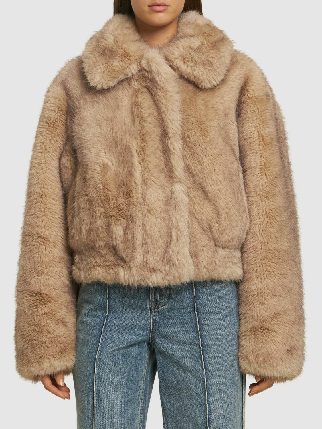 ★STAND STUDIO★ Fake shearling down jacket light brown 6195 Stand Studio Tan & Brown Edith Faux-Shearling Jacket Stand