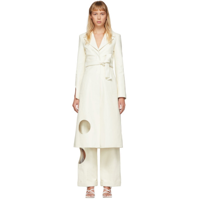 Photo: Off-White White Leather Meteor Trench Coat