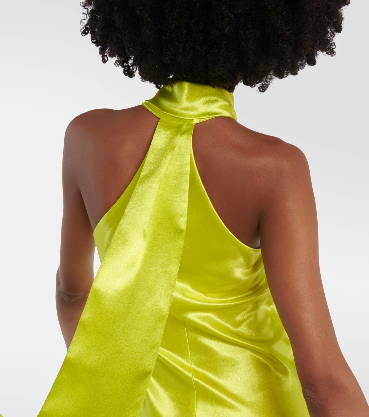 galvan satin tie halter neck dress