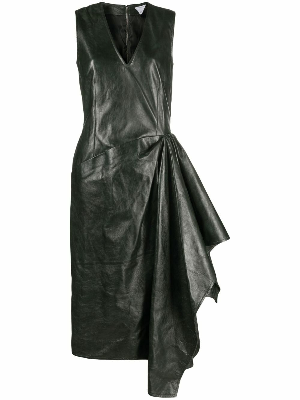 slim fit dress slacks Mocha Faux Leather Calf Length Drape Dress – tara and i main image 1