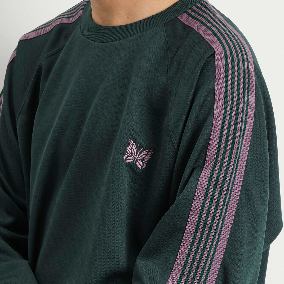 Needles Men's Poly Smooth Crew Neck Sweatshirt in Green