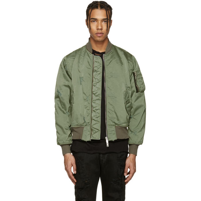 Photo: Unravel Green Distressed Bomber Jacket
