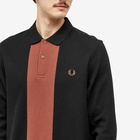 Fred Perry Men's Panelled Long Sleeve Polo Shirt in Black