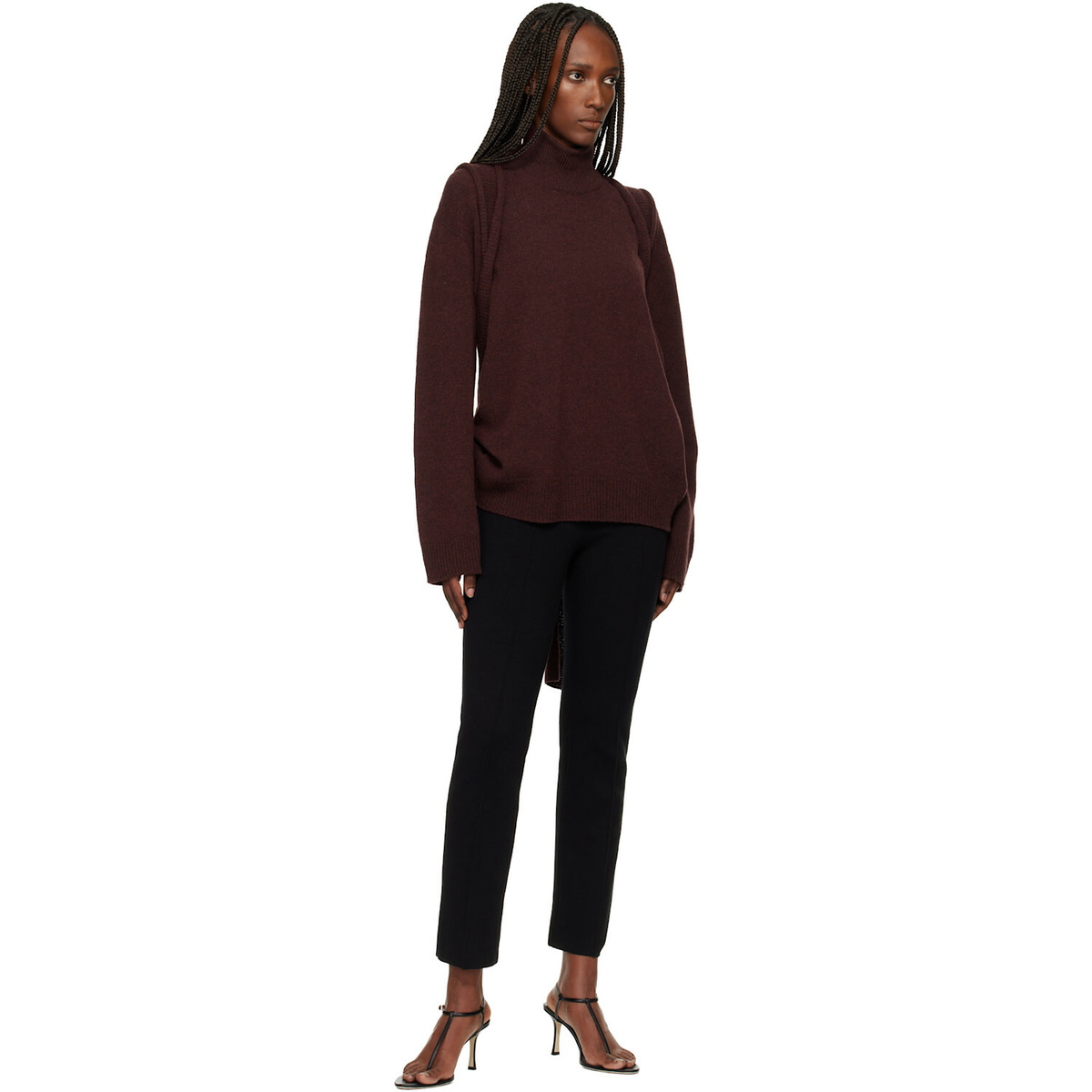 ISSEY MIYAKE Brown Backpack Knit Turtleneck