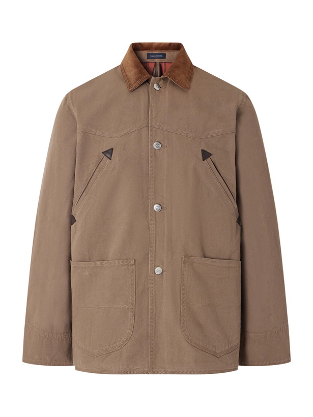 Photo: Drake's - Leather and Corduroy-Trimmed Cotton Duck-Canvas Chore Jacket - Brown