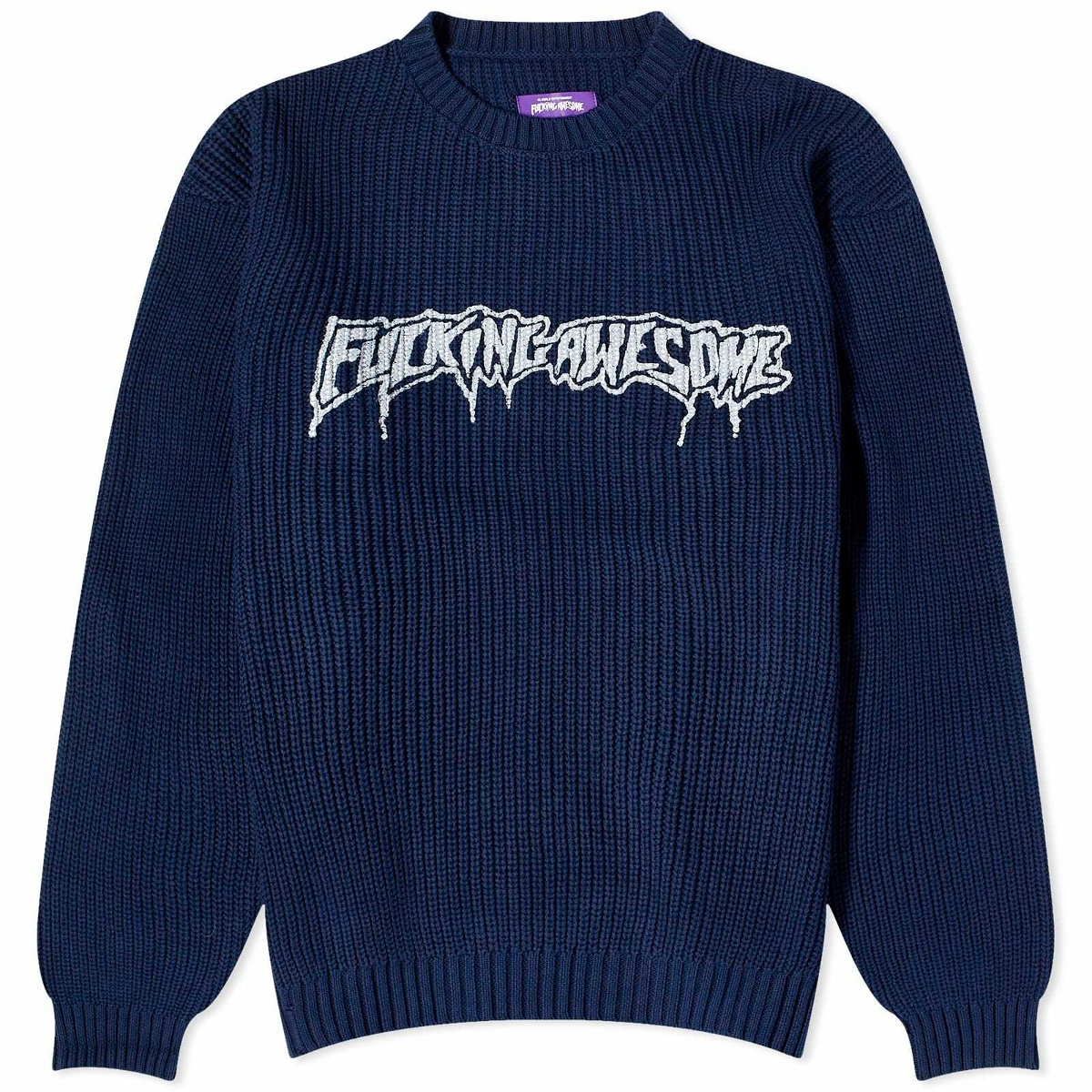 Photo: Fucking Awesome Men's Drip Logo Crew Knit in Navy