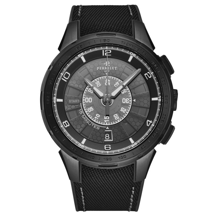 Photo: Perrelet Turbine Xl Chronograph Automatic Black Dial Mens Watch A1079/2