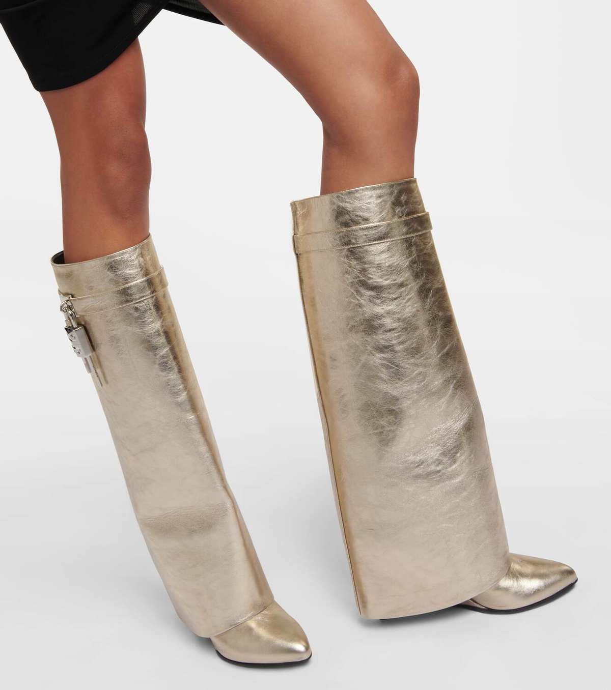 Givenchy Shark Lock metallic leather knee-high boots Givenchy