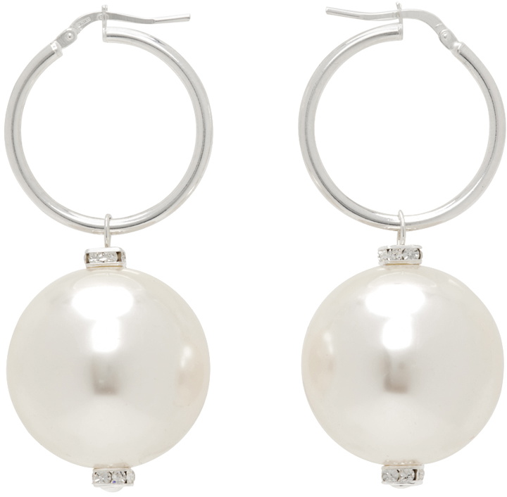 Photo: Magda Butrym Silver & White Mini Hoop Pearl Earrings