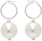 Magda Butrym Silver & White Mini Hoop Pearl Earrings