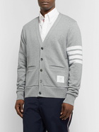 Thom Browne - Striped Loopback Cotton-Jersey Cardigan - Gray