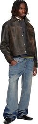 Andersson Bell Brown Leather Patchwork Trucker Jacket