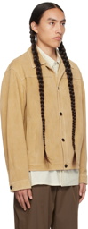 LE17SEPTEMBRE Beige Spread Collar Suede Jacket