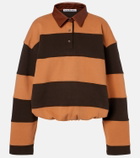 Acne Studios Folio striped cotton fleece polo sweatshirt