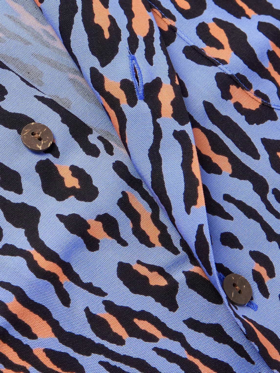 Wacko Maria - Convertible-Collar Leopard-Print Lyocell Shirt - Blue