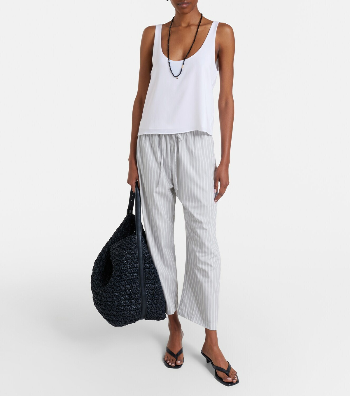 Leset Yoshi striped cotton-blend wide-leg pants