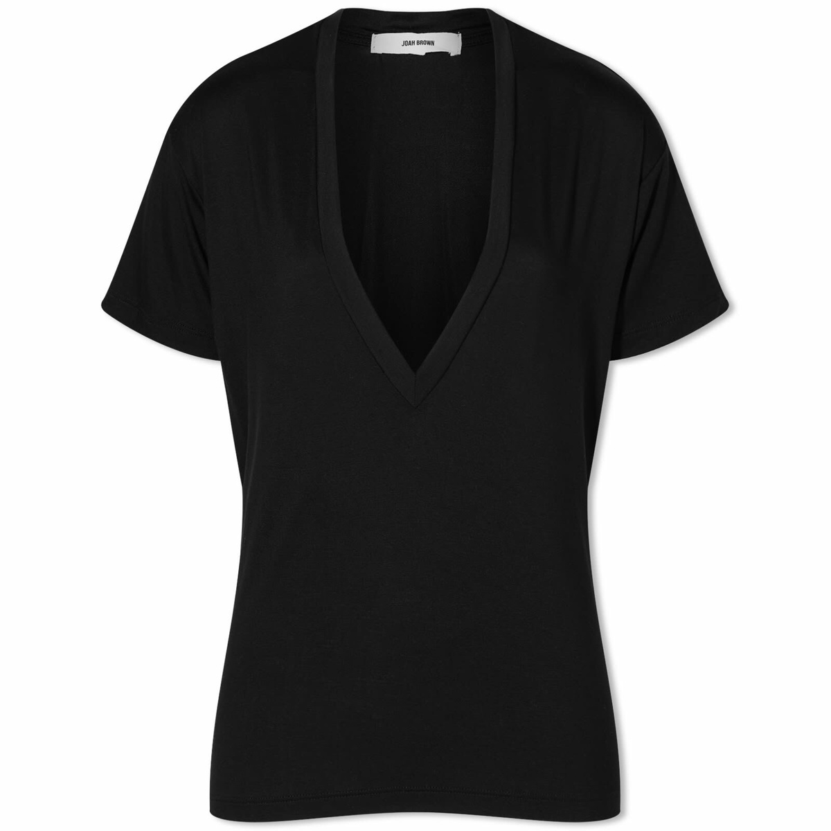 Joah Brown Women's Plunge V Neck T-Shirt in Black Joah Brown