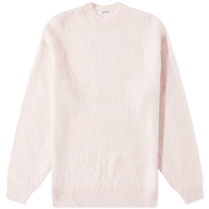Photo: Auralee Men's Brushed Mohair Crew Knit in Light Pink