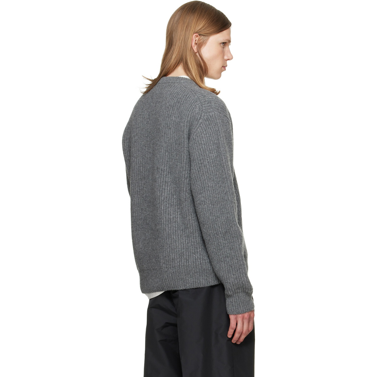 Jil Sander Gray Wool Crew-Neck Sweater
