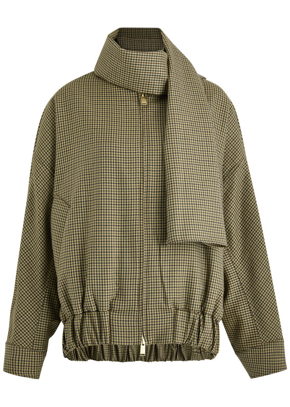 Photo: Darkpark Lee Houndstooth Scarf-effect Wool Bomber Jacket Multicoloured