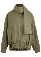 Darkpark Lee Houndstooth Scarf-effect Wool Bomber Jacket Multicoloured