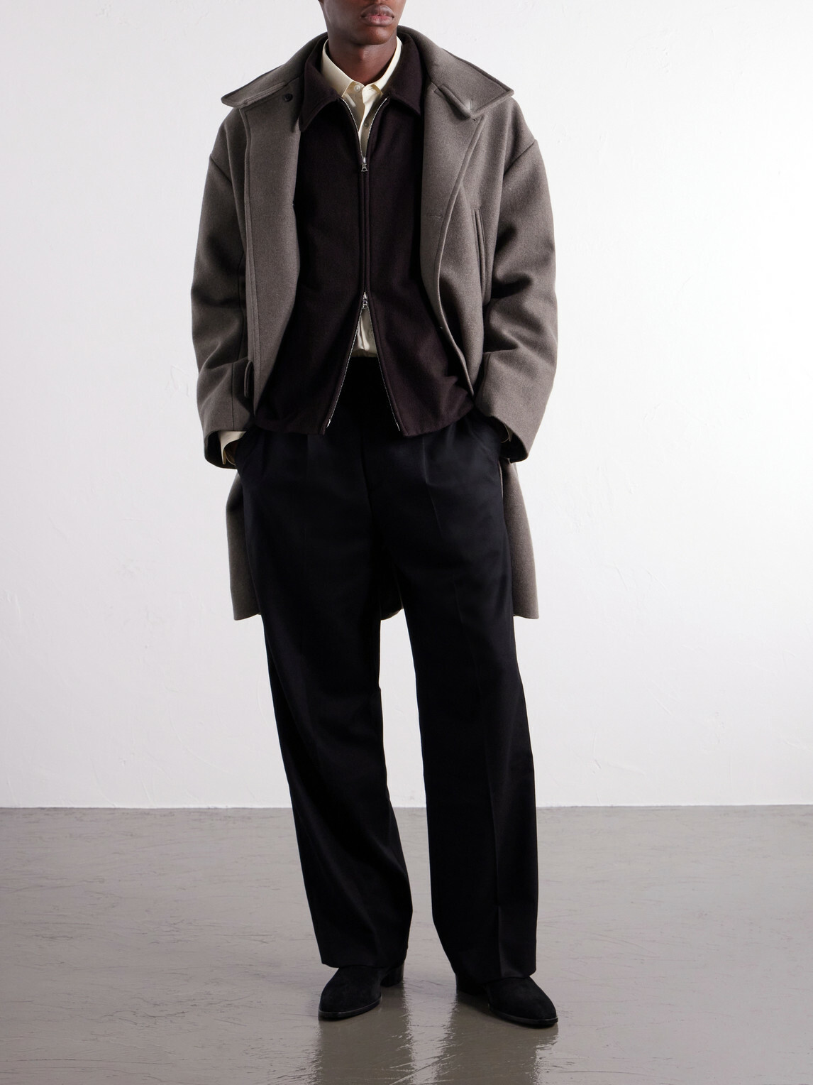 ssstein - Wool and Cashmere-Blend Felt Blouson Jacket - Brown