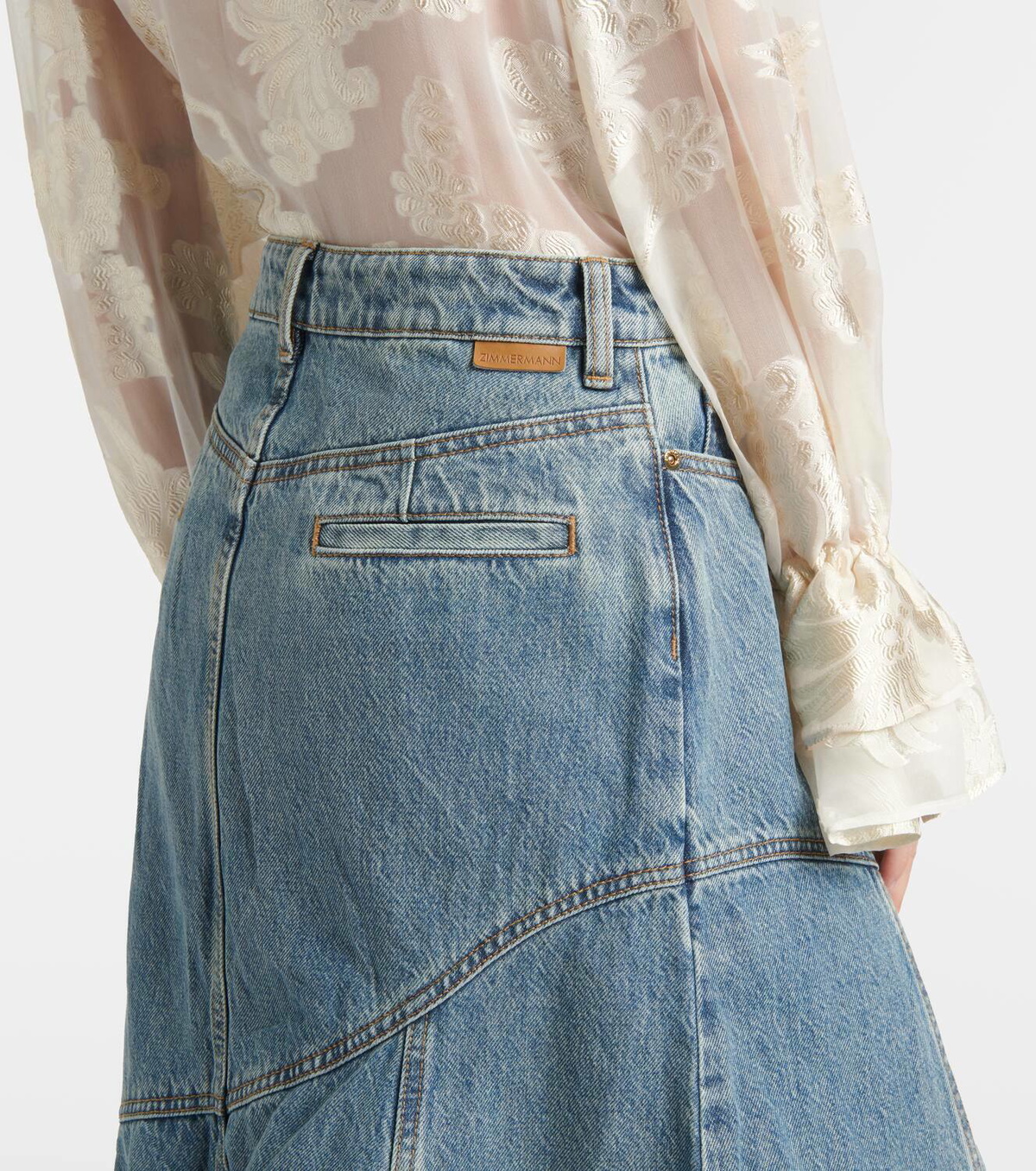 ZIMMERMANN ジマーマン スカート Illustration denim 974491 Zimmermann Illustration asymmetric denim midi skirt Zimmermann