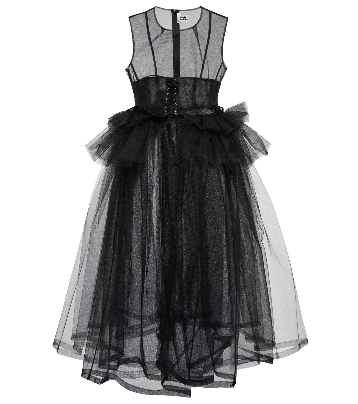 Noir Kei Ninomiya - Corset ruffled tulle midi dress Noir Kei Ninomiya