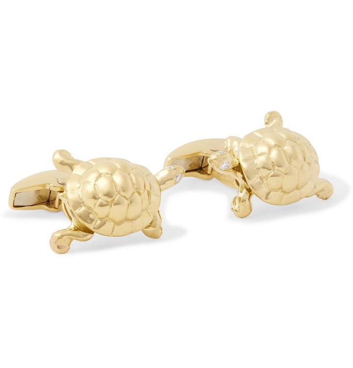 Photo: Deakin & Francis - Walking Tortoise 18-Karat Gold and Diamond Cufflinks - Gold