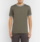 Brunello Cucinelli - Slim-Fit Stripe-Trimmed Cotton-Jersey T-Shirt - Men - Green