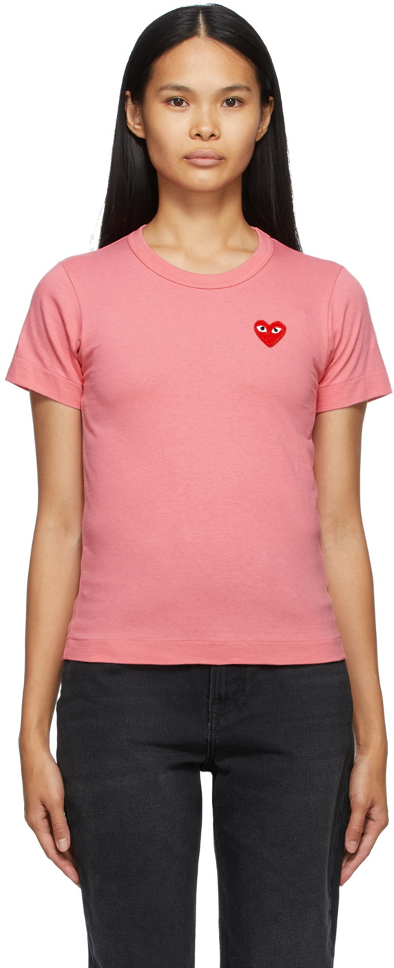 COMME des GARÇONS PLAY Pink Heart Patch T-Shirt