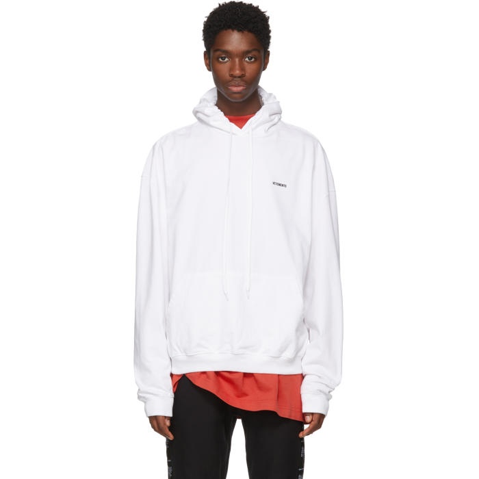 Photo: Vetements White Embroidered Logo Hoodie