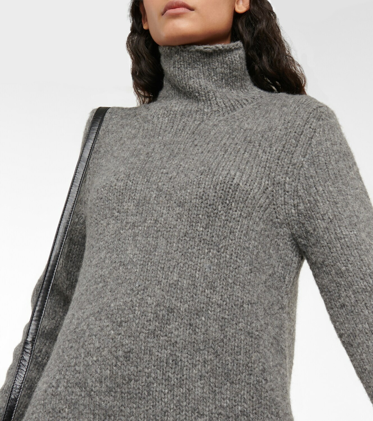 Ribbed knit dress with turtleneck from virgin wool-cotton mix