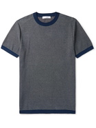 MR P. - Mélange Knitted Cotton T-Shirt - Blue