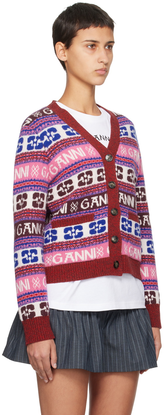 GANNI Multicolor Y-Neck Cardigan GANNI