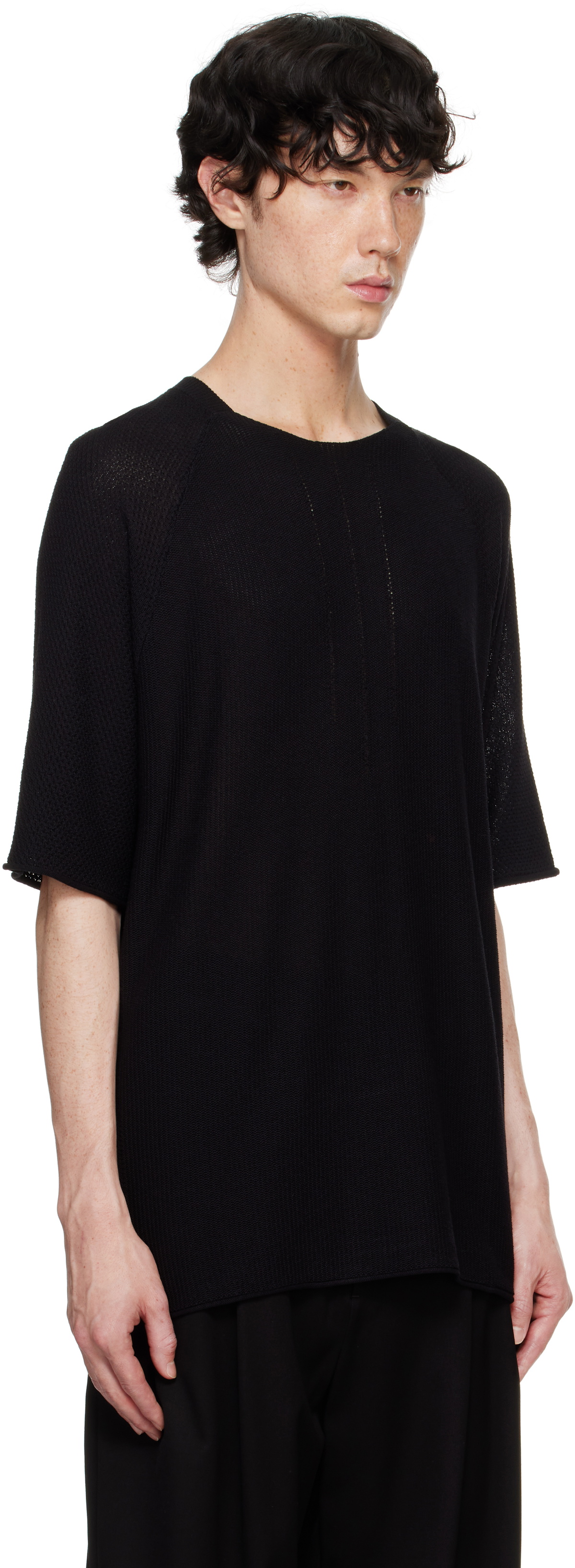 DEVOA Black Short Sleeve Knit T-shirt