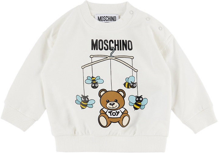 Photo: Moschino Baby White Teddy Bear Sweatshirt