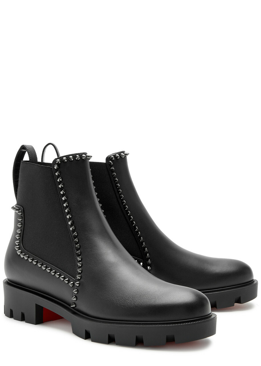 Christian Louboutin Out Lina Spike Leather Ankle Boots Black